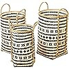 WHW Whole House Worlds Eco Lodge Black and White Market Baskets with Natural Rope Side Handles, S... | Amazon (US)