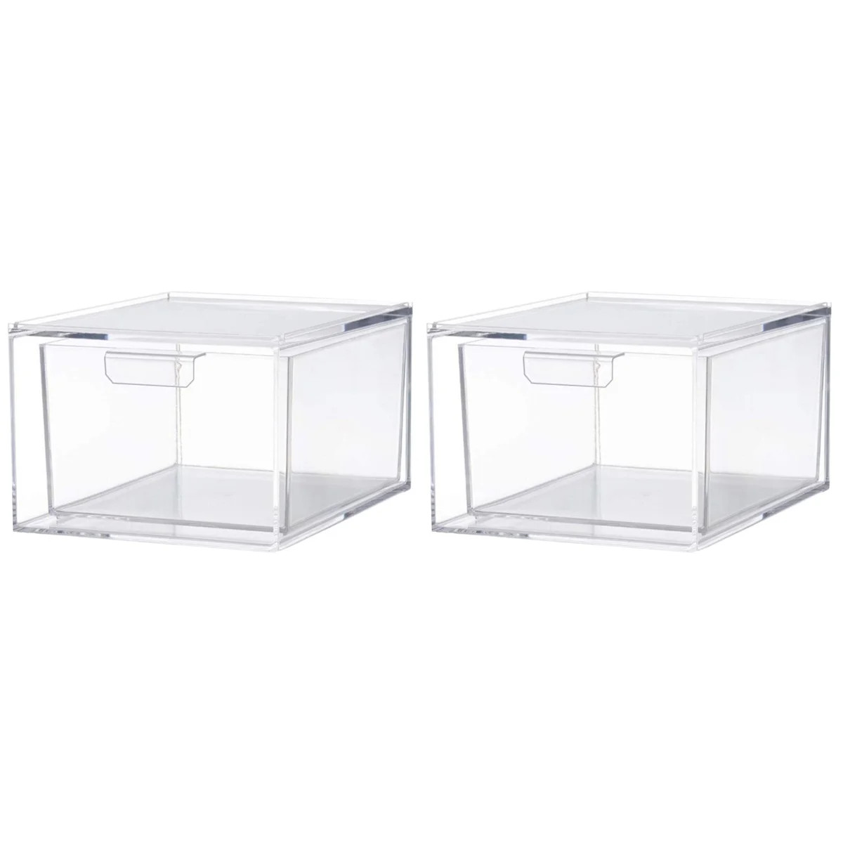 Bestonzon 2pcs Stackable Storage Drawer Clear Storage Bin Desktop Stackable Storage Bin | Walmart (US)