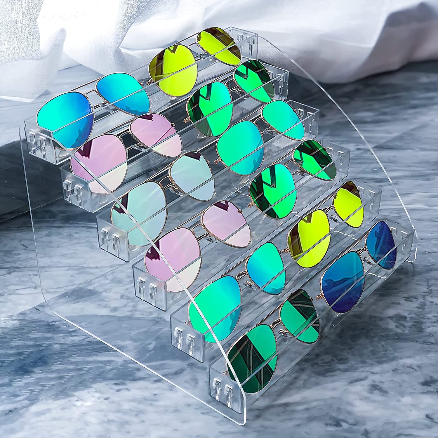 MineSign Sunglasses Organizer Clear Eyeglasses Display Case Eyewear Storage Tray For Glasses Tabl... | Amazon (US)