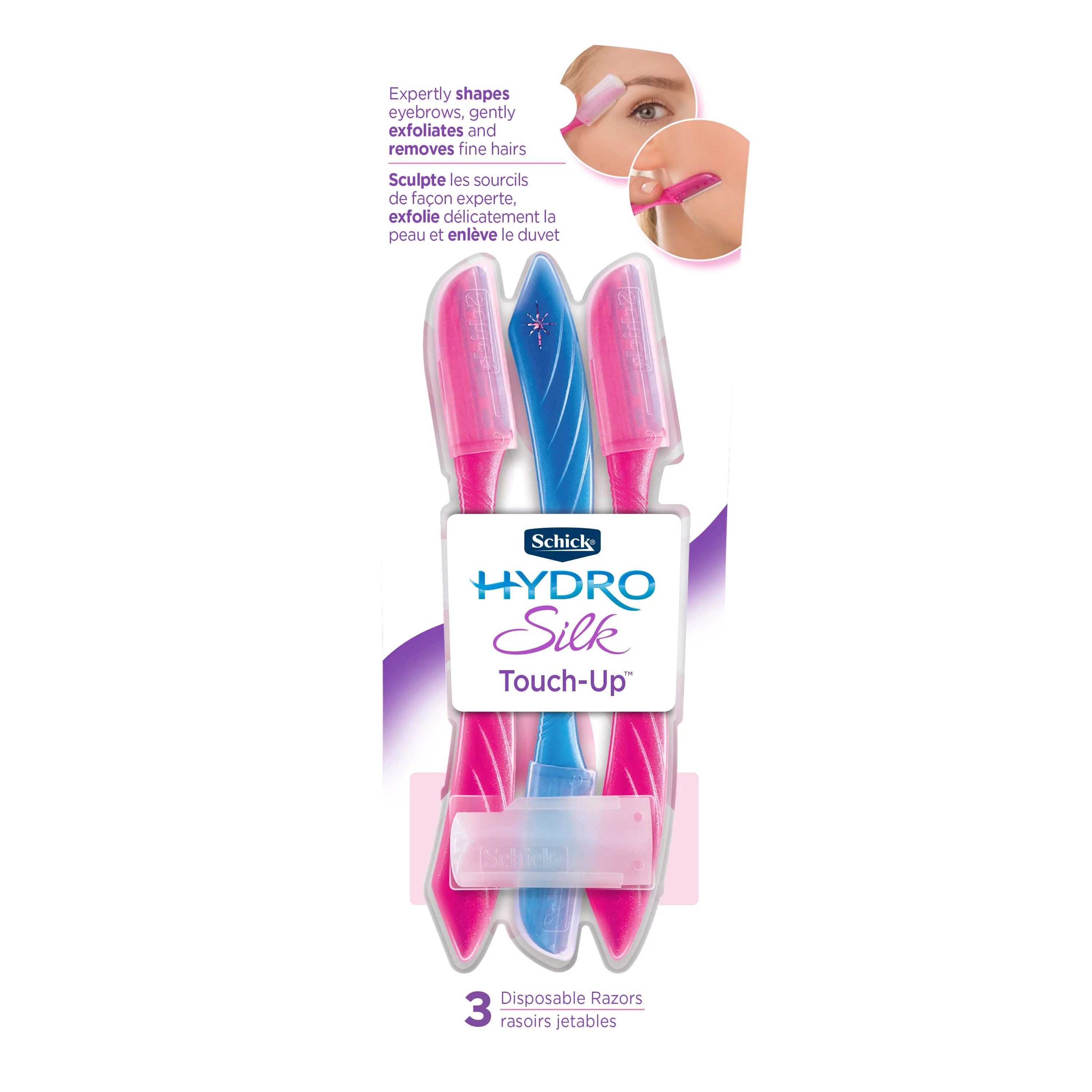 Schick Hydro Silk Touch-Up Multipurpose Exfoliating Facial Razor and Eyebrow Shaper, 3 ct - Walma... | Walmart (US)