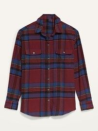 Oversized Plaid Flannel Boyfriend Tunic Shirt for Women | Old Navy (US)