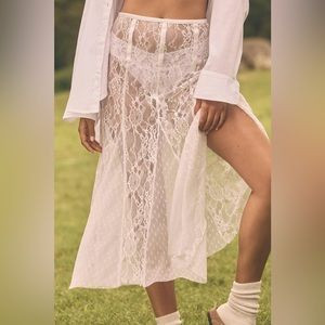 Anthropologie Sheer Lace Midi Skirt | Poshmark