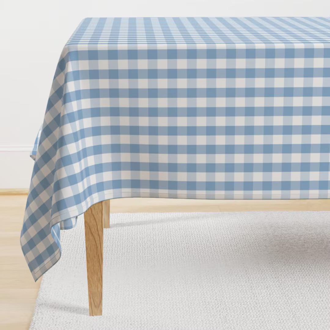 Pastel Blue Gingham Tablecloth - Airy Blue Check by Paper_and_frill - Country Gingham Cowboy Cott... | Etsy (US)