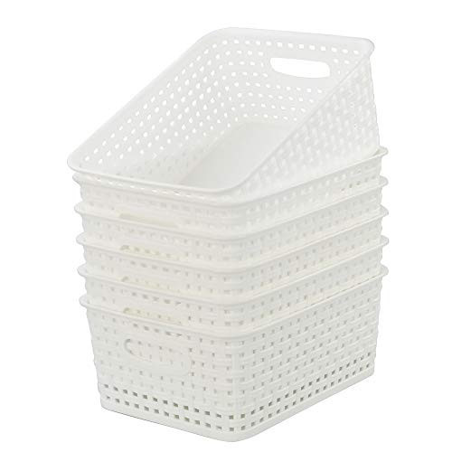 Kiddream Set of 6 Plastic Weave Storage Basket Pantry Organizing Bin (white) | Amazon (US)