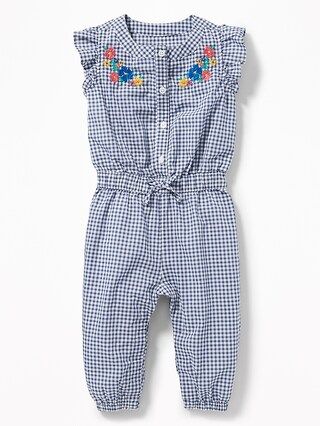 Old Navy Baby Floral-Embroidered Gingham Jumpsuit For Baby Gingham Size 6-12 M | Old Navy US