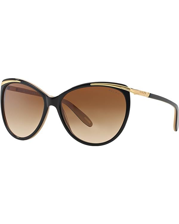 Ralph Woman Sunglasses Shiny Black On Nude & Gold Frame, Light Brown Gradient Dark Brown Lenses, ... | Amazon (US)