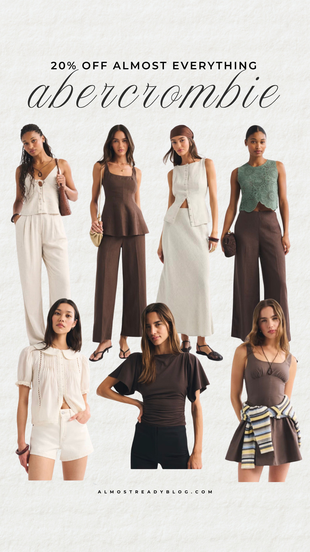 Abercrombie 20% off almost everything.

summer vacation outfit, neutral summer style, linen matching set, effortless summer look, european summer outfit, summer dinner outfit, resort wear, linen outfit, vacation style, chic neutrals

#LTKOver40 #LTKSaleAlert