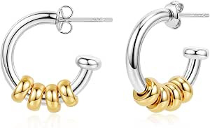 Chunky Gold Hoops Earrings for Women 18K Gold Plated Thick Circle Open Hoop Earring 925 Sterling ... | Amazon (US)