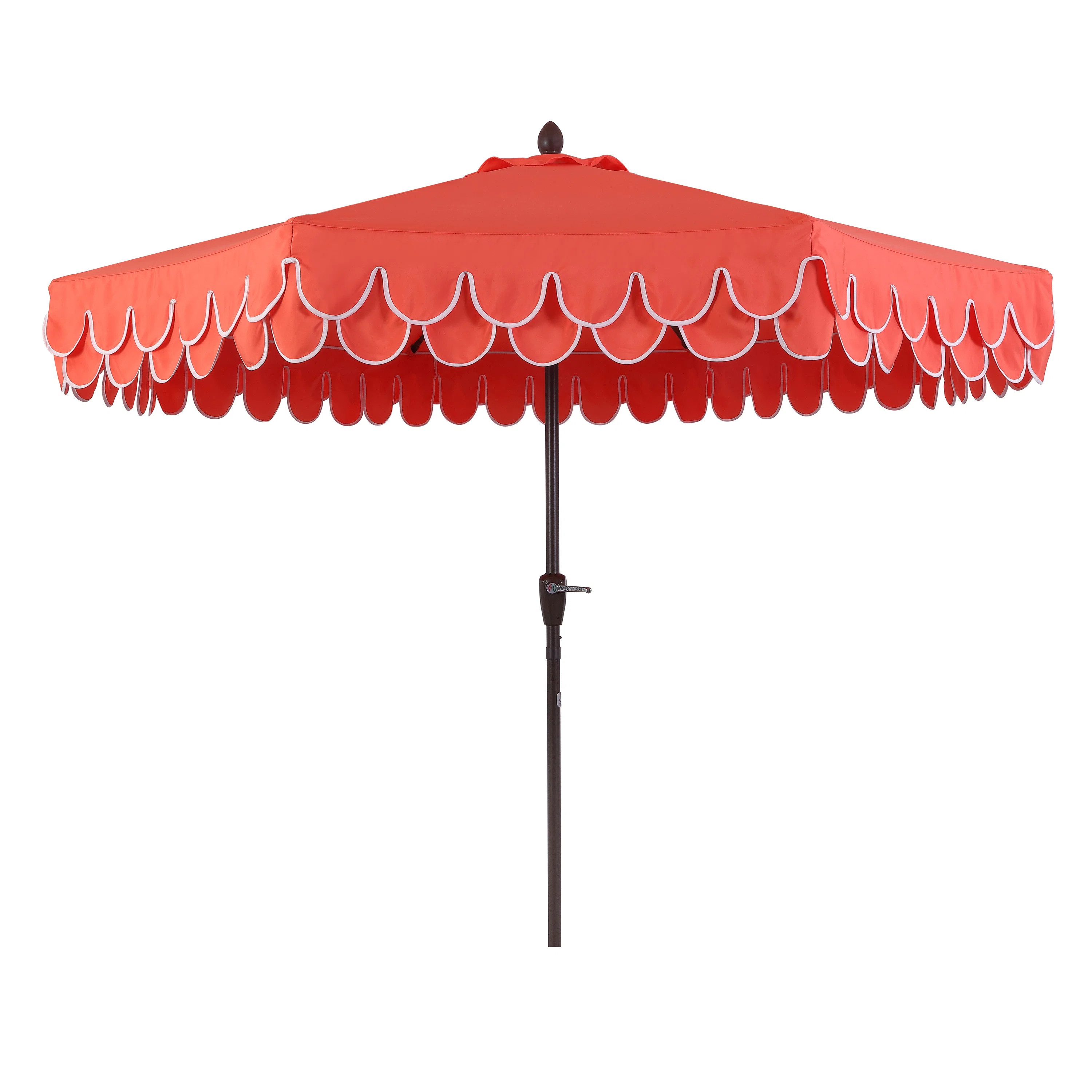 Beeliar 9 ft. Classic Scalloped Fringe Market Patio Umbrella with Auto-Tilt, Crank, and UV Protec... | Wayfair North America