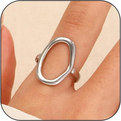 14K Gold Geometric Knuckle Ring Set - Minimalist Oval & Circle Open Rings | Target