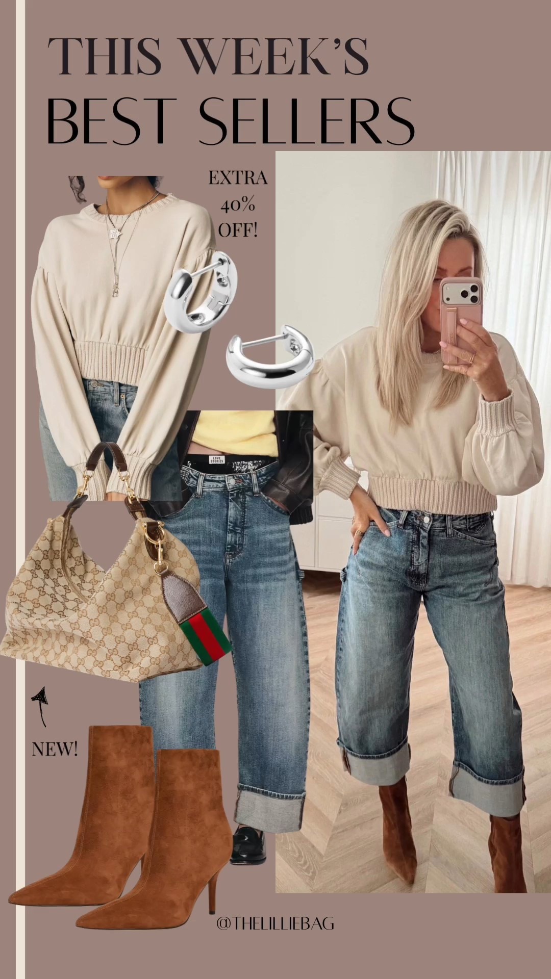 Best seller denim and new gucci bag! My top is on SALE! Size up one in jeans! More washes! 
Top wearing small.
OOTD🤍

Date night. Denim. Spring tops. Booties. 

#LTKootd #LTKSaleAlert