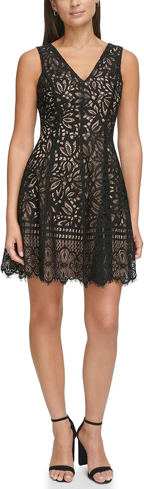 Kensie Women's Sleeveless Fit & Flare Lace Mini Dress | Amazon (US)