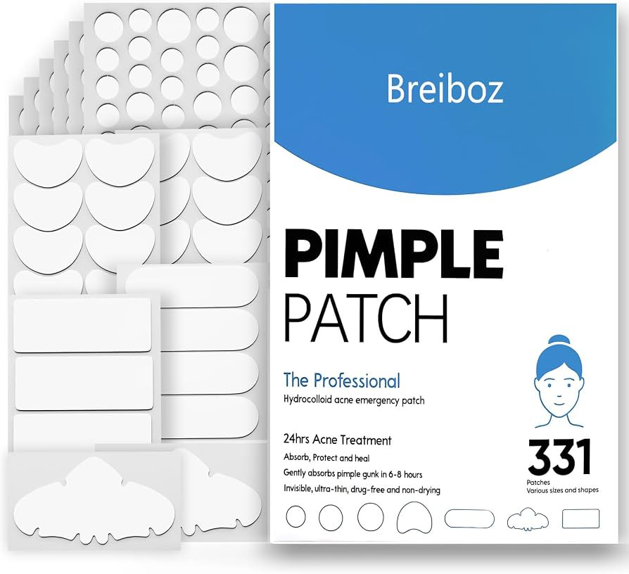Pimple Patches Large for Face, Acne Patches, Zit Patches Hydrocolloid Pimple Patch Invisible for ... | Amazon (US)