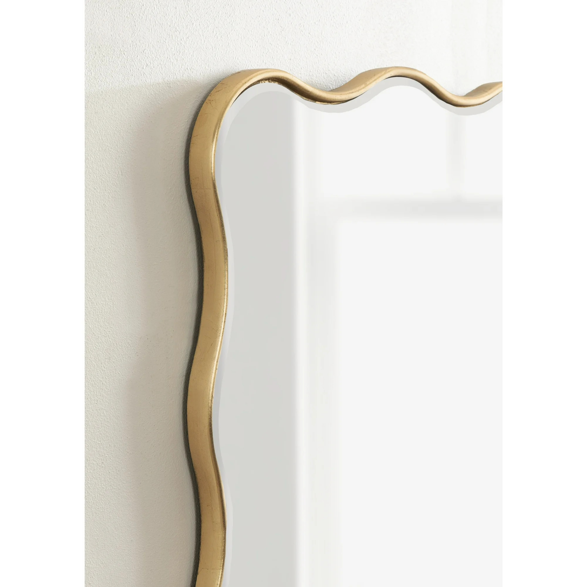 Kate and Laurel Viona Modern Scalloped Rectangle Panel Mirror, 24 x 42, Gold, Decorative Wavy Ful... | Walmart (US)