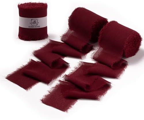 DORIS HOME Burgundy Chiffon Ribbon for Flower Bouquet, 2" x21Yd Fabric Ribbon for Gift Wrapping, ... | Amazon (US)
