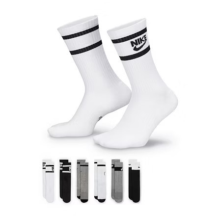 Nike Little & Big Kid Unisex 6 Pair Crew Socks, Medium, Gray | JCPenney