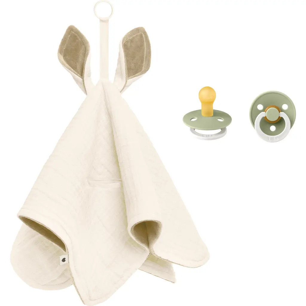 BIBS Kangaroo Cuddle Cloth & Glow Pacifier Set in Ivory/Sage at Nordstrom | Nordstrom