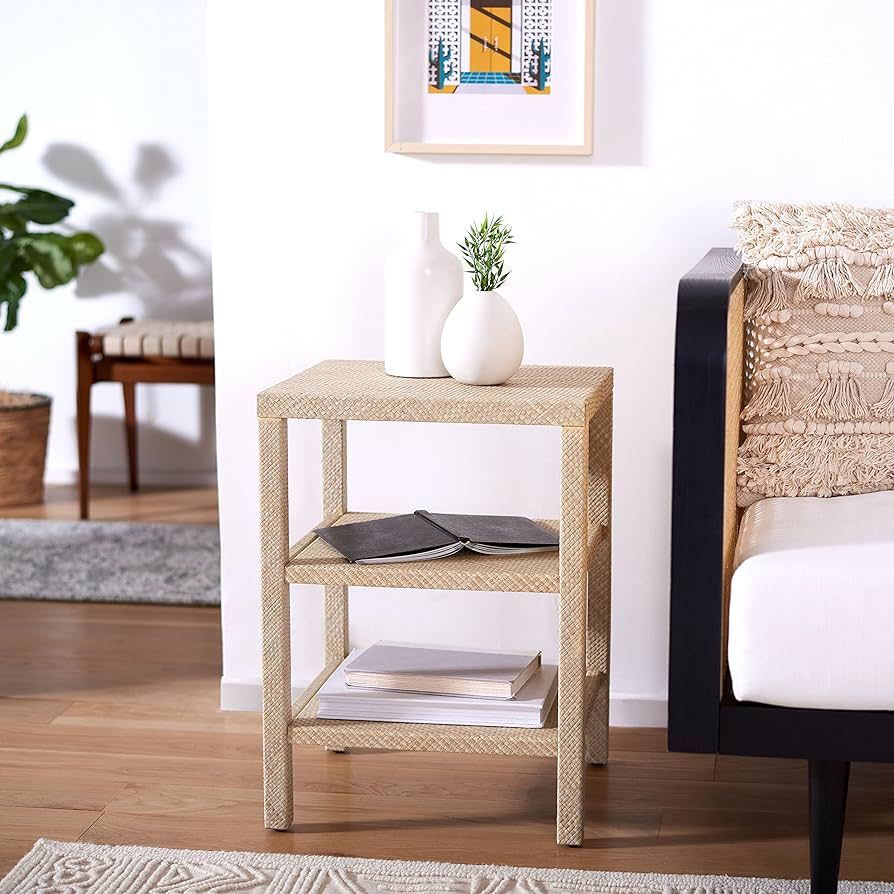 SAFAVIEH Home Collection Apis Light Natural Raffia 2-Shelf Bookcase Accent Table (Fully Assembled... | Amazon (US)