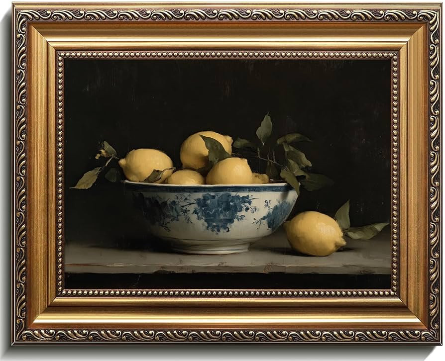 RETRART Vintage Lemon Wall Decor Lemon Still Life Canvas Art Print in Antique Gold Frame Vintage ... | Amazon (US)