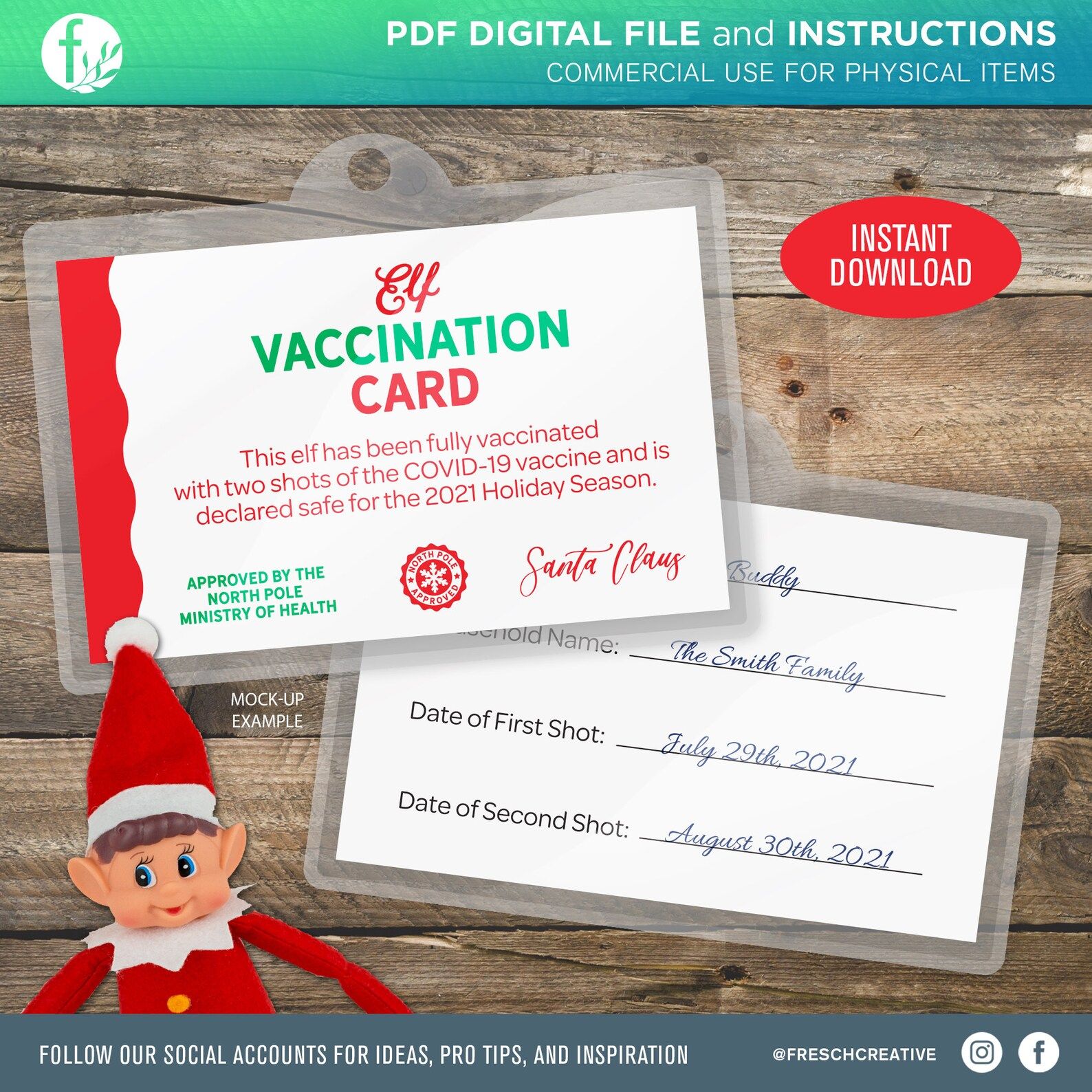 Elf Vaccination Card Digital Download, Downloadable Elf Vaccine Pass PDF, CovidChristmas Covid-19... | Etsy (US)