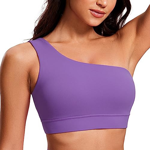 CRZ YOGA Butterluxe Womens One Shoulder Sports Bra - Sleeveless One Strap Low Impact Asymmetrical Workout Yoga Bra Royal Lilac X-Large | Amazon (US)