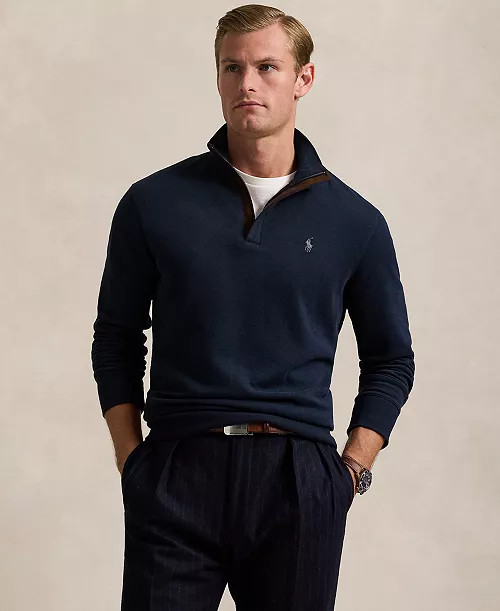 Men's Luxury Jersey Quarter-Zip Pullover Sweater | Macy's