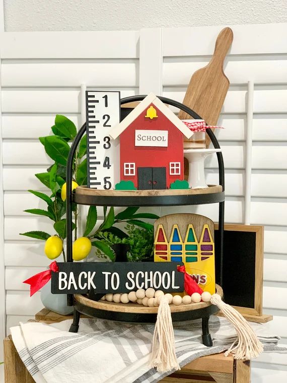 Wooden School Decor School House School Tiered Tray Back to - Etsy | Etsy (US)