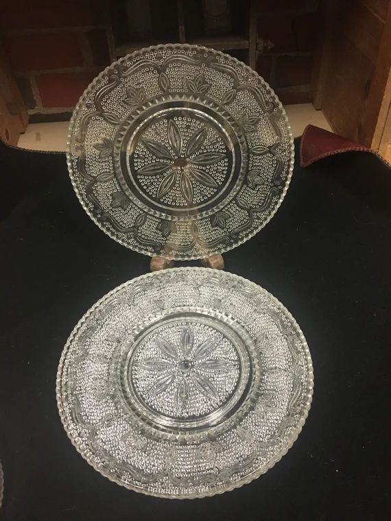 Vintage Set of 4 10 inch clear glass plates. | Etsy | Etsy (US)