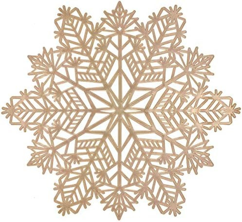 Amazon.com: Christmas Snowflake Place Mats Set of 4 Gold Metallic Festive Vinyl Table Mat Washabl... | Amazon (US)