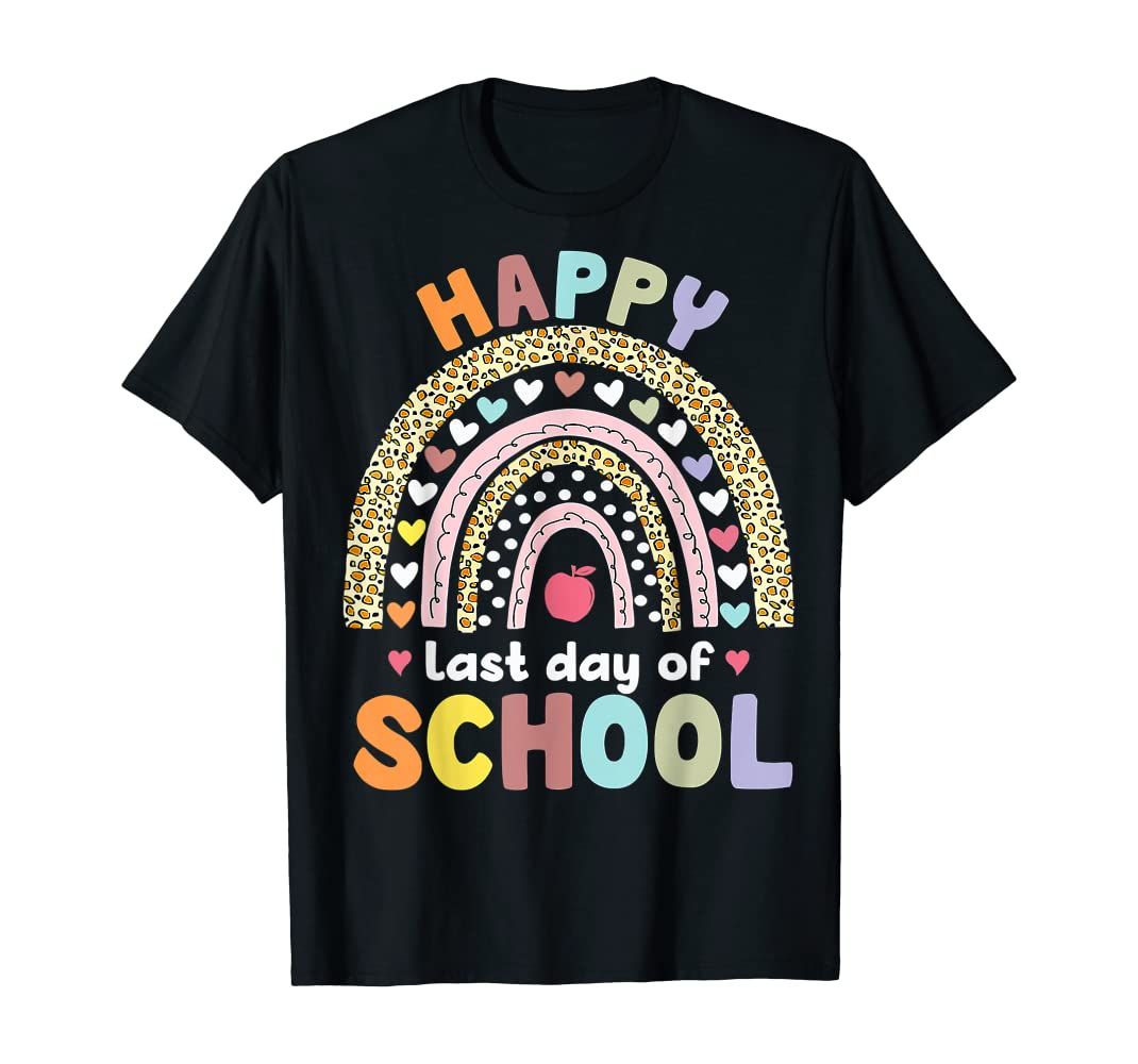 Happy Last Day of School Rainbow Leopard Teacher Student T-Shirt | Amazon (US)