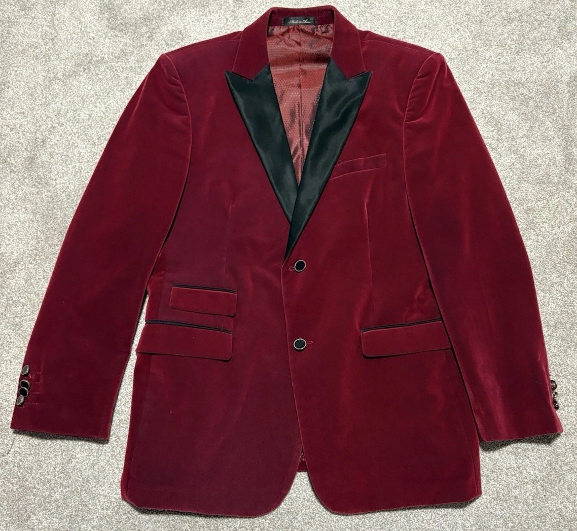 Inserch Italy Blazer Jacket Pressed Velvet Burgundy MENS Medium *READ | eBay US