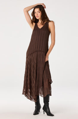 ASTR the Label | Halo Plaid Crinkle Maxi Dress in Brown plaid |  Size S | ASTR The Label (US)