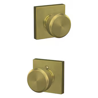 Schlage Bowery-Collins Satin Brass Interior Hall/Closet Passage door knob Single pack | Lowe's