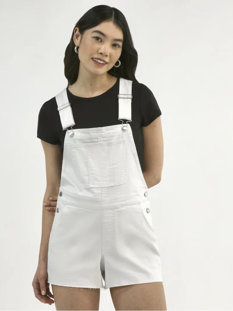 No Boundaries Denim Shortalls, 3" Inseam, Women's | Walmart (US)