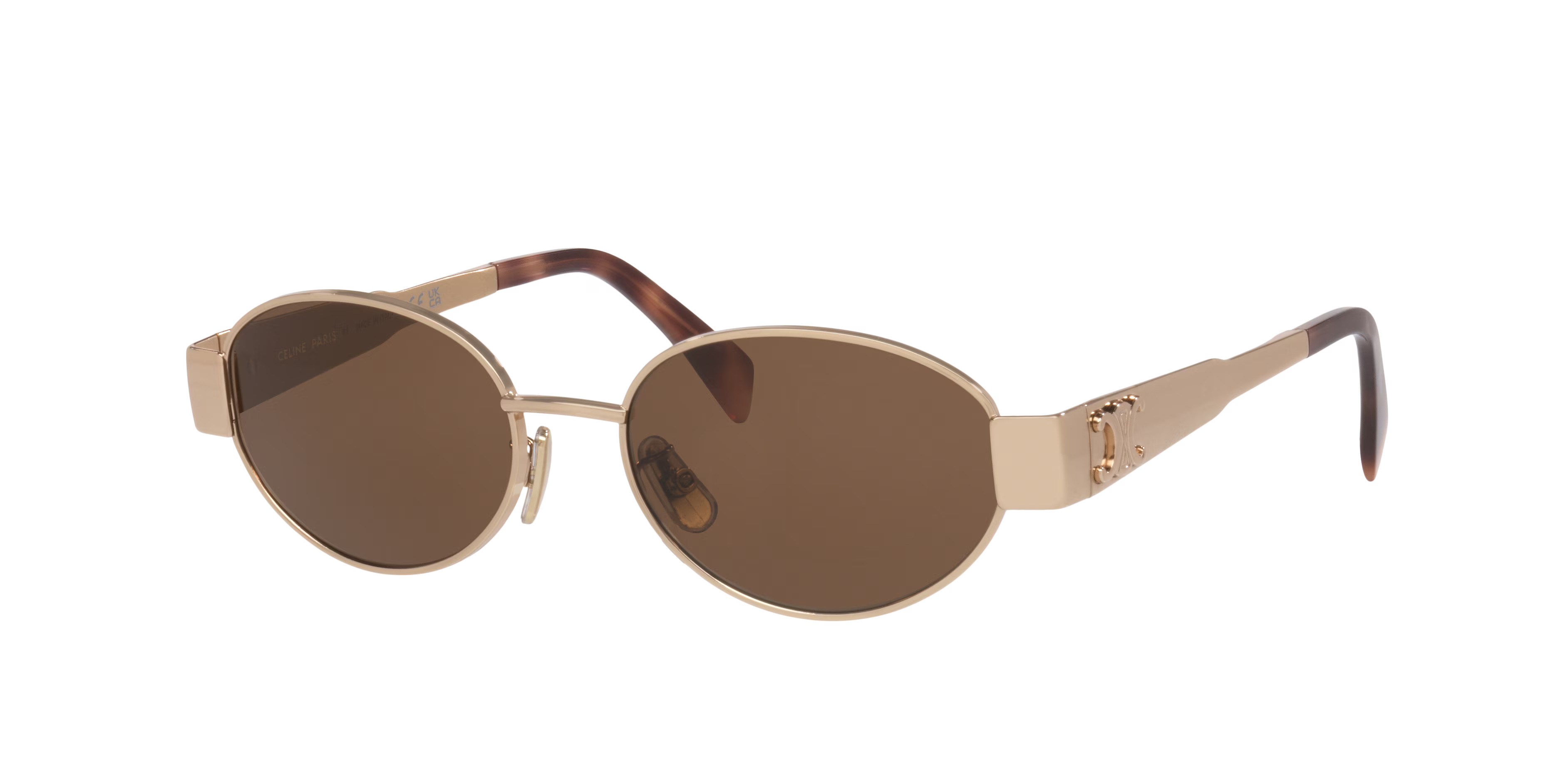 Celine Frau Sunglass Triomphe Metal CL40235U - Rahmenfarbe: Gold Pink, Linsenfarbe: Braun | Sunglass Hut EU