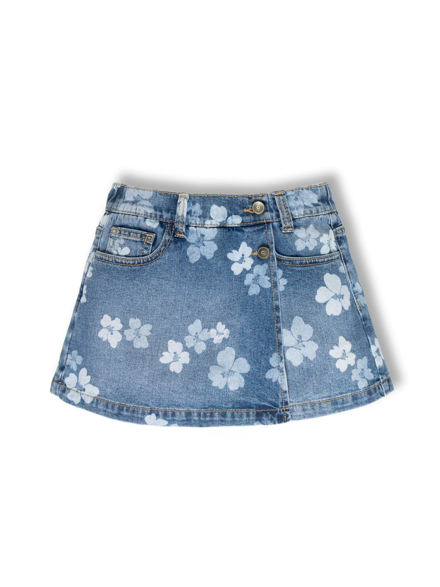 Wonder Nation Girls Floral Denim Skort, Sizes 4-18 & Plus | Walmart (US)