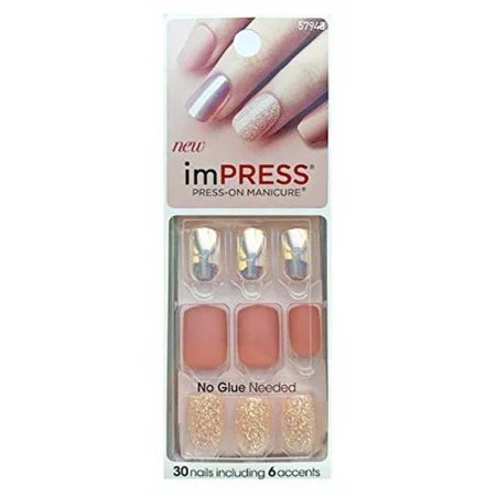 kiss impress ""night fever"" 2x longer lasting short nails by broadway press-on manicure nails | Walmart (US)