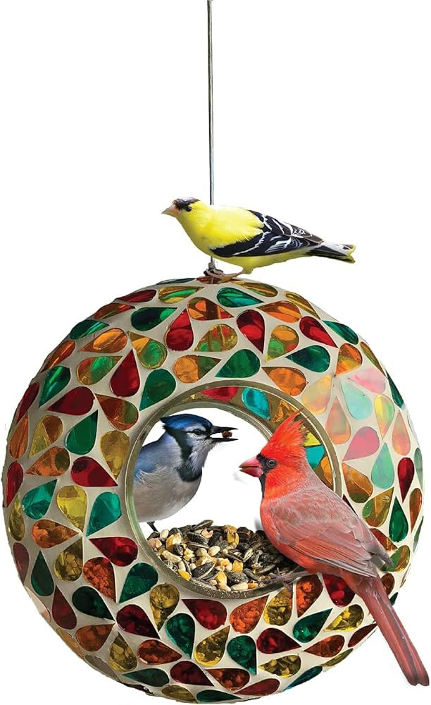 Circular Mosaic Hanging Bird Feeder for Outdoor and Large Cages - for Small and Medium Birds Hand... | Amazon (US)