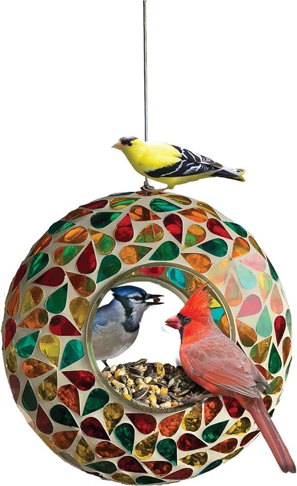 Circular Mosaic Hanging Bird Feeder for Outdoor and Large Cages - for Small and Medium Birds Hand... | Amazon (US)