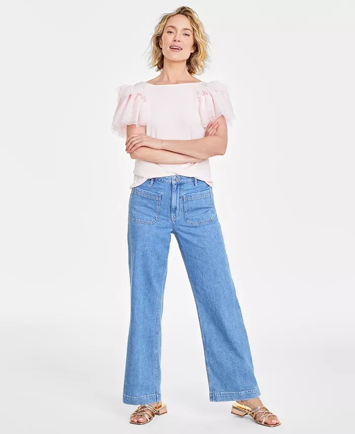 Women's Patch-Pocket Wide-Leg Jeans, Created for Macy's | Macy's