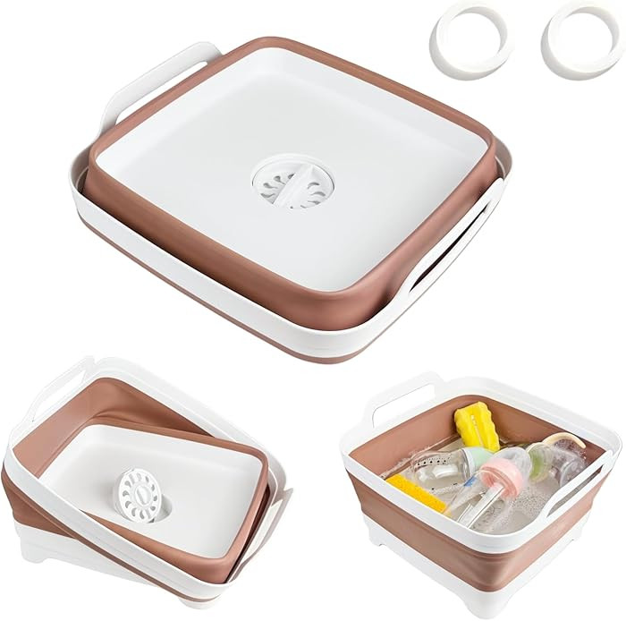 Collapsible Wash Basin for Baby Bottles - 2.4 Gallons Portable Wash Bin for RV Camping Sink, Spac... | Amazon (US)