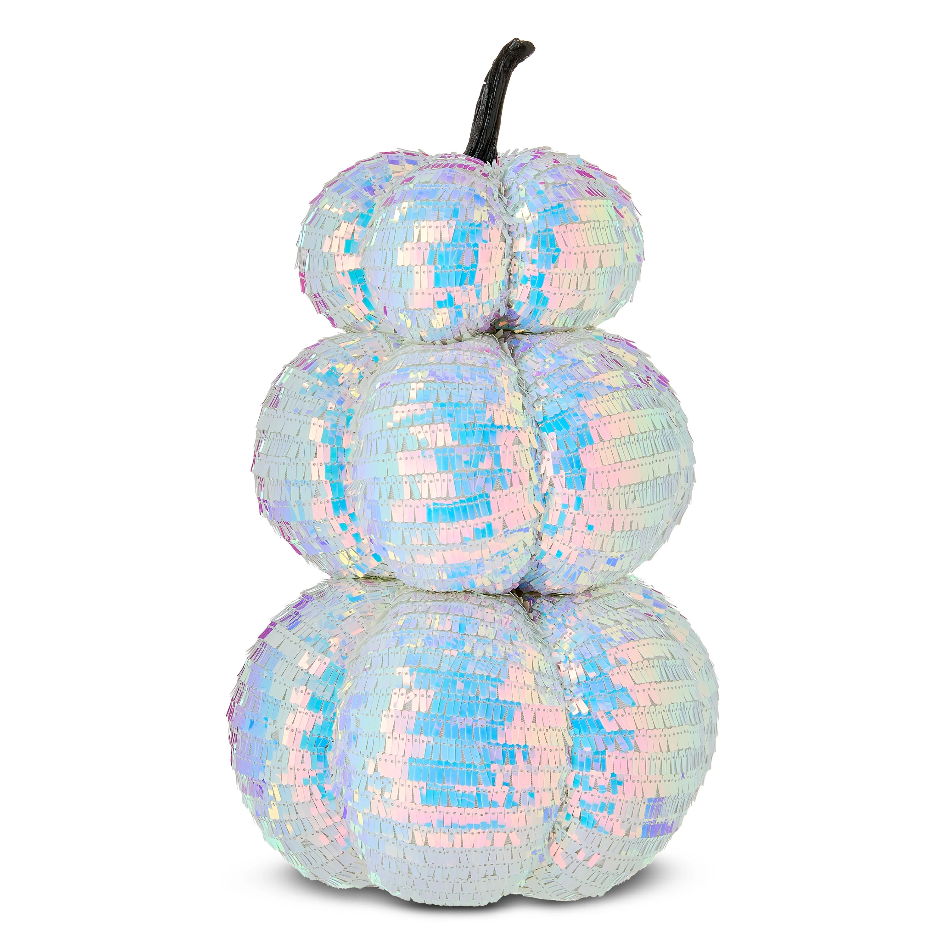 Stacked Sequin Pumpkins Tabletop Decor, Iridescent White, 14", Halloween by Way To Celebrate | Walmart (US)