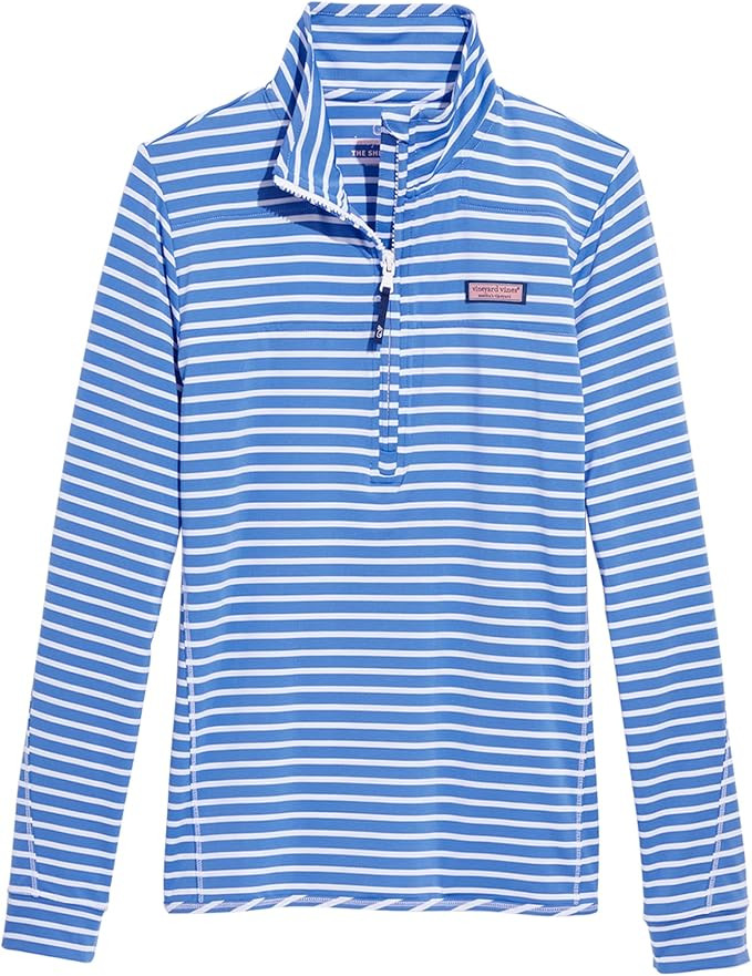 vineyard vines Women's Sankaty Shep Shirt, Breaker Blue Stripe, Medium | Amazon (US)