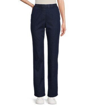Straight Leg Stretch Denim Elastic Waist Pull-On Pants | Dillard's