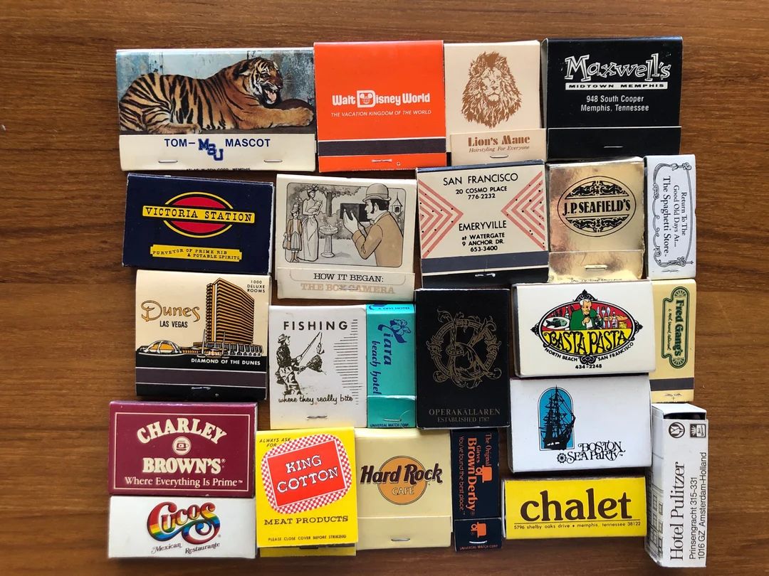 Vintage Matches Set of 10, 20, or 30 Cool Vintage Matchboxes Mystery Matchbook Travel Souvenirs C... | Etsy (US)