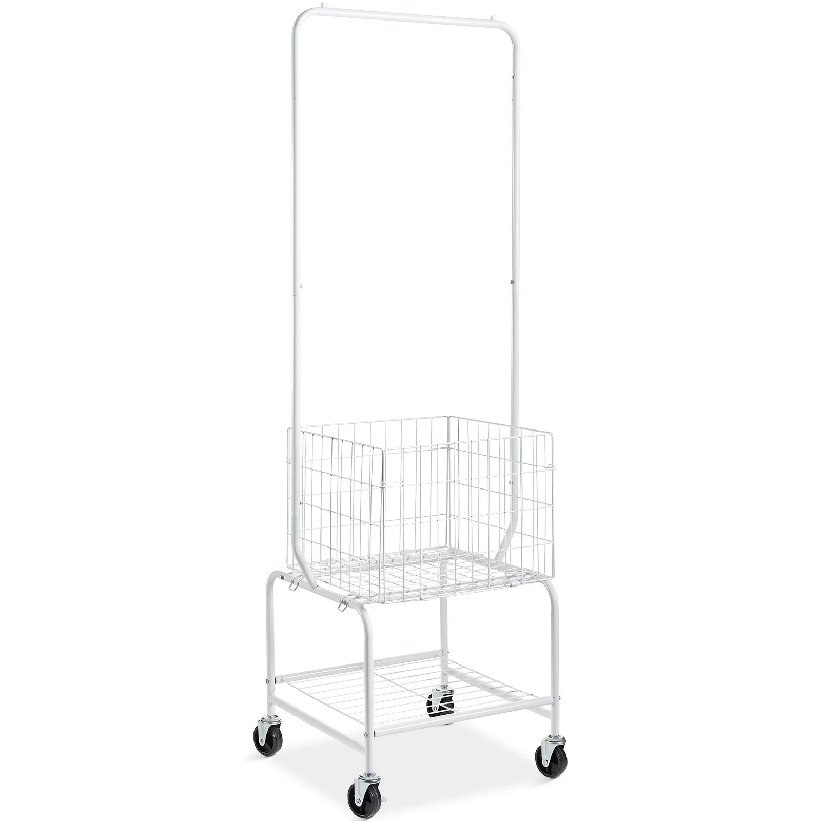 KFFKFF Laundry Cart, Laundry Basket with Wheel and Adjustable Clothes Hanger, Height Adjustable L... | Walmart (US)