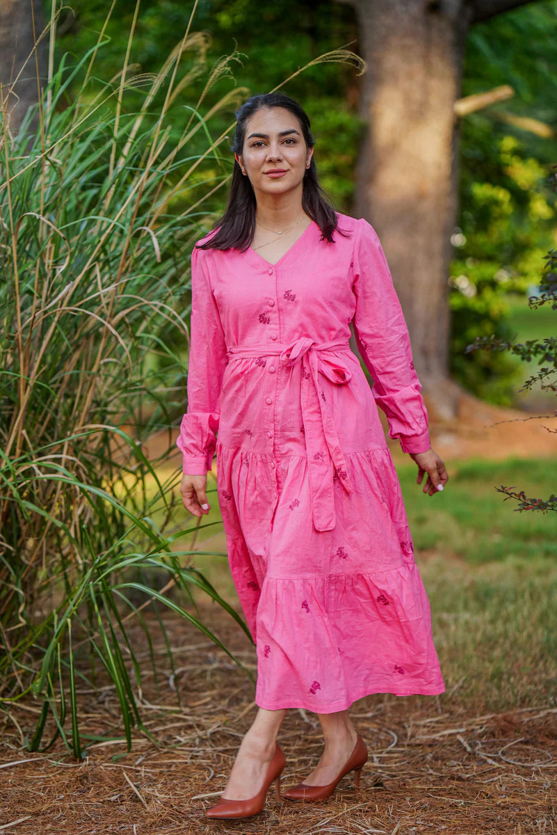 KATARINA POPPY EMBROIDERED MIDI DRESS | All In The Detail