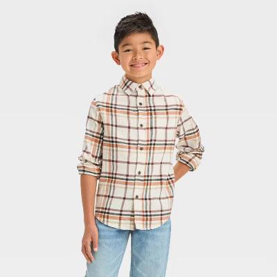 Boys' Long Sleeve Flannel Button-Down Shirt - Cat & Jack™ | Target