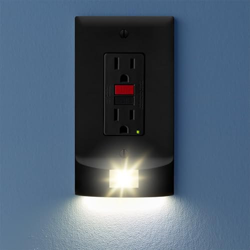 1 Pack - SnapPower StormLight Power Failure Night Light Outlet Cover - Dusk-to-Dawn Sensor LED Light - Up to 6 Hour Battery Backup Emergency Hurricane Lighting (Black, GFCI) | Amazon (US)