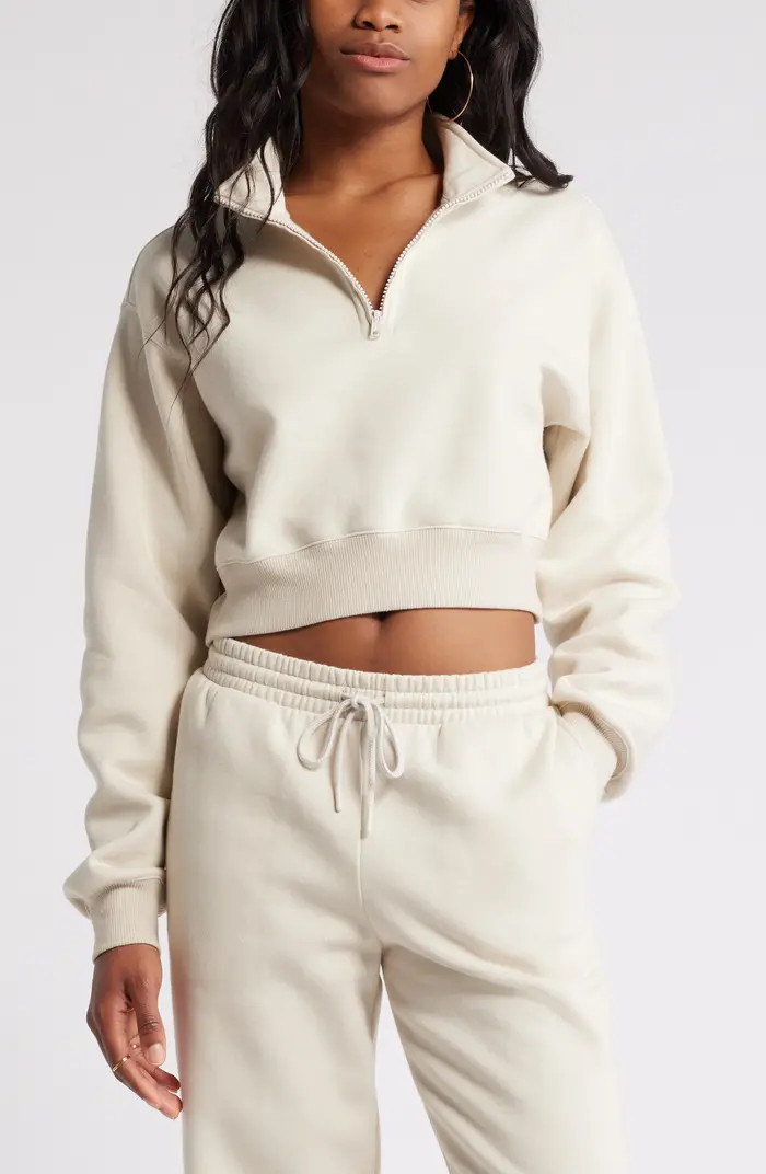 Quarter Zip Fleece Detail Sweatshirt | Nordstrom